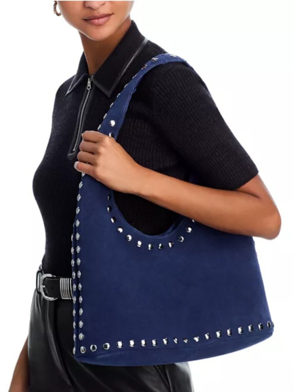 Aqua Studded Suede Hobo Bag NWOT